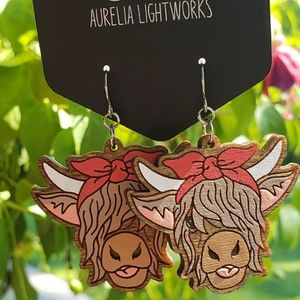 Highland cow laser cut earrings